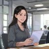 王思琪，大屁股漫画网用户运营总监，面带亲切笑容，坐在开放式办公区，手持平板电脑展示用户数据报告
